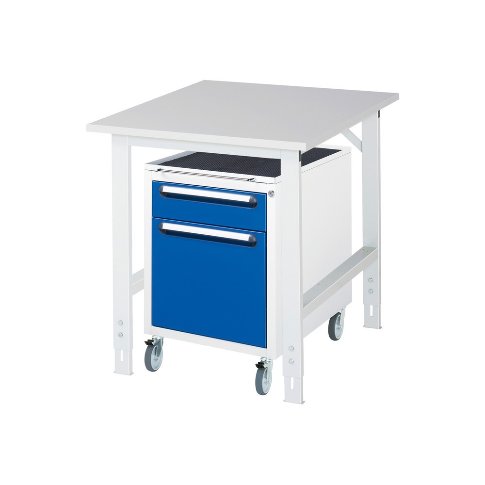 Produktabbildung Nr. 1: RAU Werkstatt-Set TOM 2-teilig, mit Werktisch, HxBxT 760-1.080 x 750 x 1.000 mm, Arbeitsplatte Melamin-Belag, zzgl. Roll-Container mit 2 Schubladen, HxBxT 690 x 480 x 600 mm
