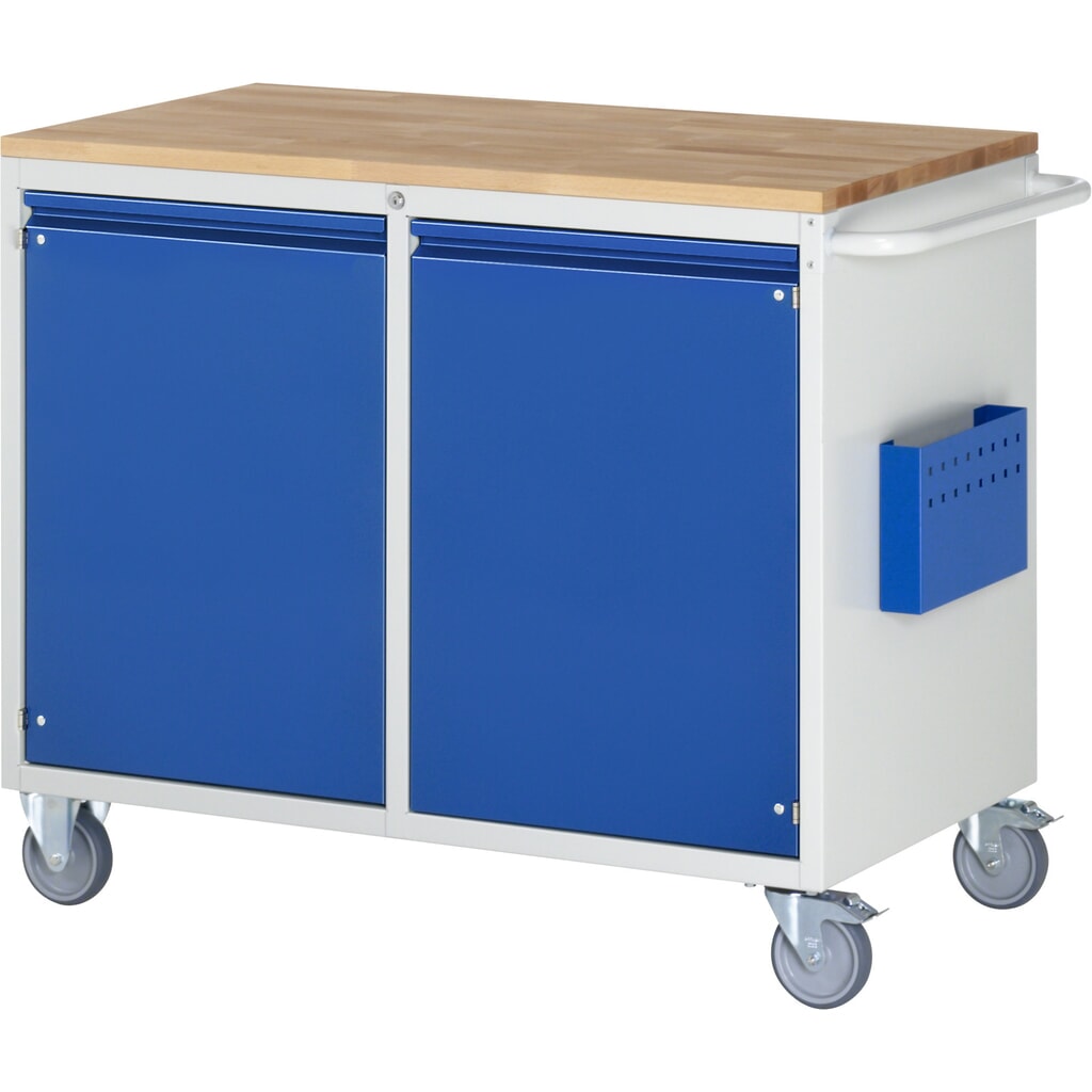 RAU Werkstattwagen Serie 7000, HxBxT 975 x 1.145 x 650 mm, 2 Flügeltüren, Arbeitsplatte Buche,integrierte Griffleiste Produktabbildung Nr. 1: RAU Werkstattwagen Serie 7000, HxBxT 975 x 1.145 x 650 mm, 2 Flügeltüren, Arbeitsplatte Buche,integrierte Griffleiste