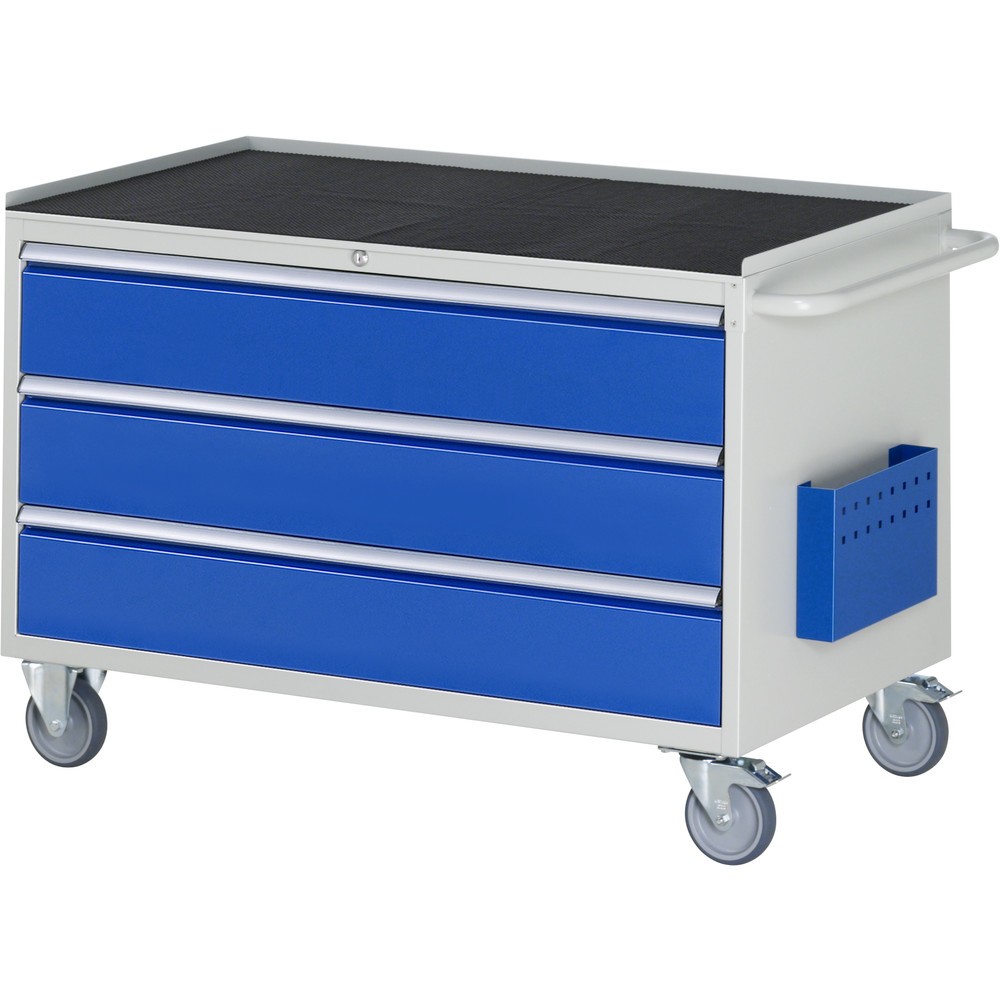 Produktabbildung: RAU Werkstattwagen Serie 7000, HxBxT 795 x 1.145 x 650 mm, 3 x 90%-Auszug-Schubladen 3 x 180 mm, Arbeitsplatte Metall