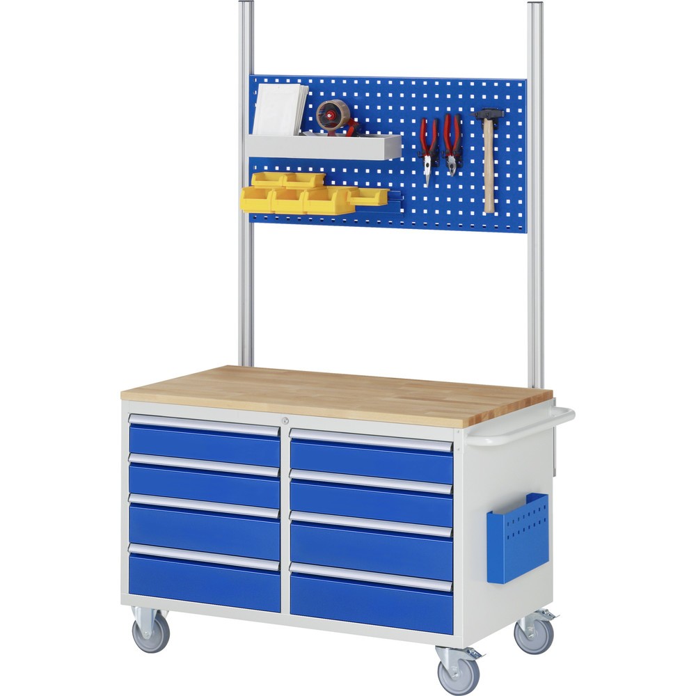 Produktabbildung Nr. 5: RAU Werkstattwagen Serie 7000, HxBxT 795 x 1.145 x 650 mm, 1 Flügeltür, 3 x 100%-Auszug-Schubladen Vollauszug, Arbeitsplatte Metall, ErgoScript®