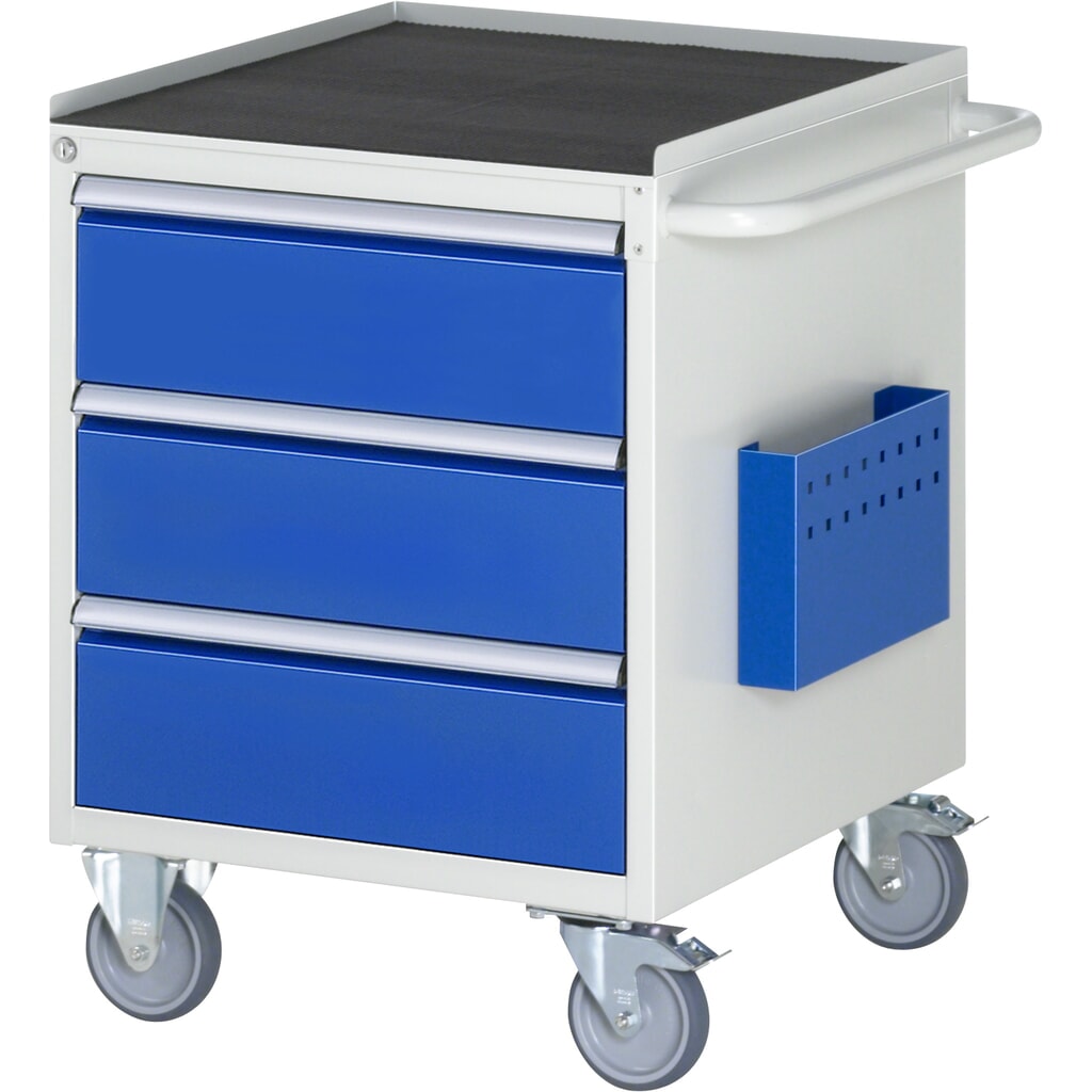 RAU Werkstattwagen Serie 7000, HxBxT 795 x 580 x 650 mm, 3 x 90%-Auszug-Schubladen 3 x 180 mm, Arbeitsplatte Metall Produktabbildung: RAU Werkstattwagen Serie 7000, HxBxT 795 x 580 x 650 mm, 3 x 90%-Auszug-Schubladen 3 x 180 mm, Arbeitsplatte Metall