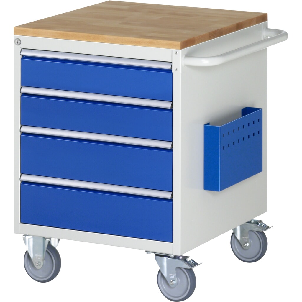 RAU Werkstattwagen Serie 7000, HxBxT 795 x 580 x 650 mm, 4 x 100%-Auszug-Schubladen 2 x 120, 2 x 150 mm, Arbeitsplatte Buche Produktabbildung: RAU Werkstattwagen Serie 7000, HxBxT 795 x 580 x 650 mm, 4 x 100%-Auszug-Schubladen 2 x 120, 2 x 150 mm, Arbeitsplatte Buche