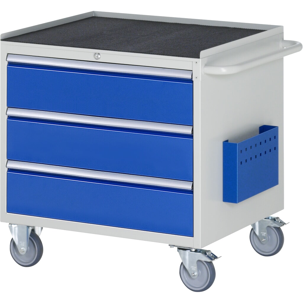 Produktabbildung: RAU Werkstattwagen Serie 7000, HxBxT 795 x 770 x 650 mm, 3 x 90%-Auszug-Schubladen 3 x 180 mm, Arbeitsplatte Metall