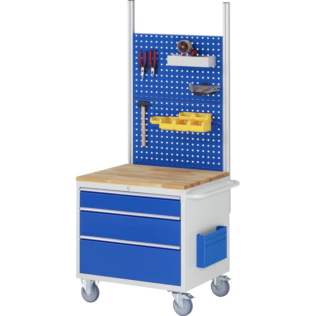 Produktabbildung Nr. 4: RAU Werkstattwagen Serie 7000, HxBxT 795 x 770 x 650 mm, 3 x 90%-Auszug-Schubladen 1 x 120, 1 x 180, 1 x 240 mm, Arbeitsplatte Metall