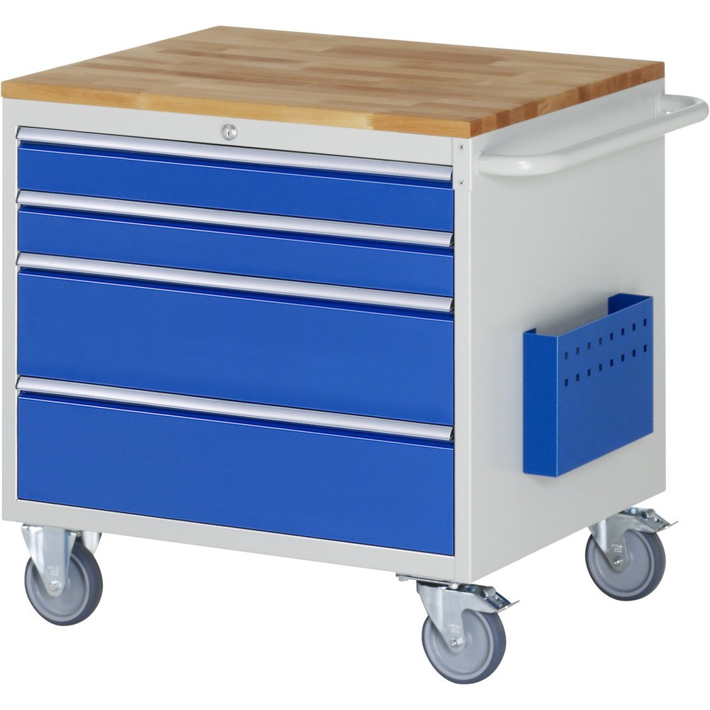 Produktabbildung Nr. 1: RAU Werkstattwagen Serie 7000, HxBxT 795 x 770 x 650 mm, 4 x 90%-Auszug-Schubladen 2 x 90, 2 x 180 mm, Arbeitsplatte Buche