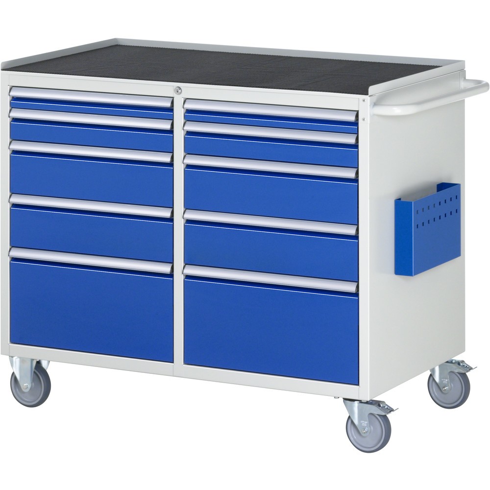 Produktabbildung: RAU Werkstattwagen Serie 7000, HxBxT 975 x 1.145 x 650 mm, 10 x 90%-Auszug-Schubladen 2 x 60, 2 x 90, 4 x 150, 2 x 270 mm, 5x links, 5x rechts, Arbeitsplatte Metall