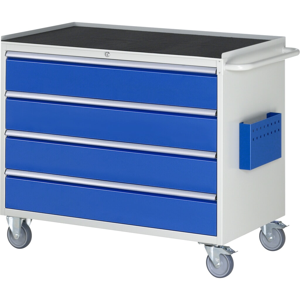 Produktabbildung: RAU Werkstattwagen Serie 7000, HxBxT 975 x 1.145 x 650 mm, 4 x 90%-Auszug-Schubladen 4 x 180 mm, Arbeitsplatte Metall