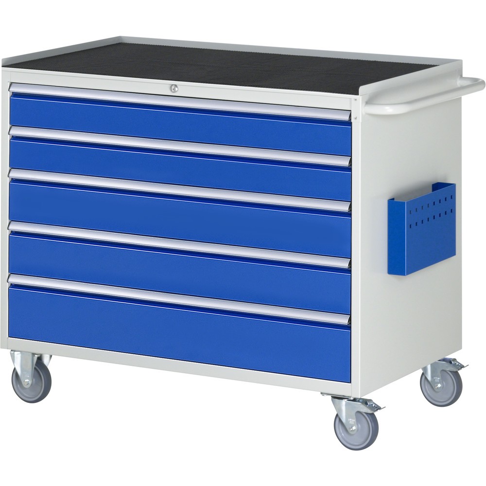 Produktabbildung Nr. 1: RAU Werkstattwagen Serie 7000, HxBxT 975 x 1.145 x 650 mm, 5 x 100%-Auszug-Schubladen 2 x 120, 2 x 150, 1 x 180 mm, Arbeitsplatte Metall