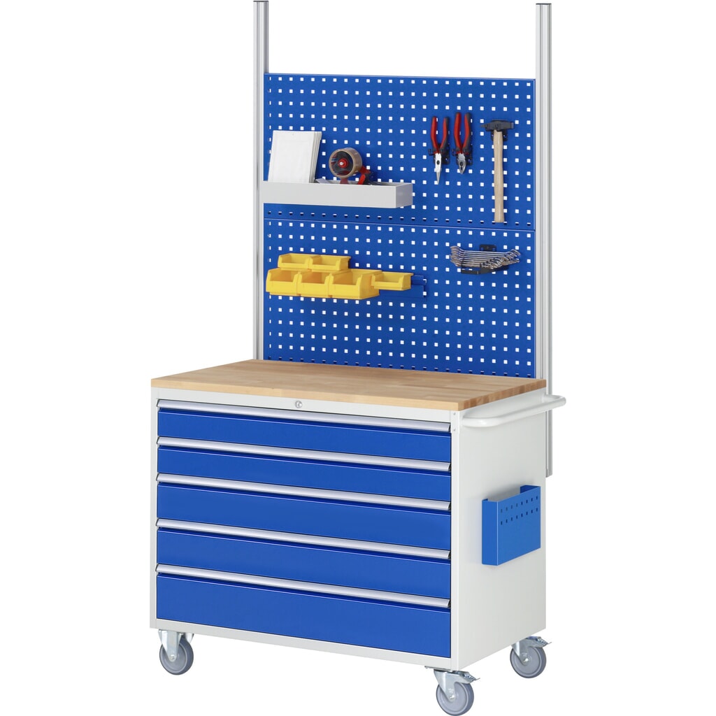 RAU Werkstattwagen Serie 7000, HxBxT 975 x 1.145 x 650 mm, 7 x 100%-Auszug-Schubladen 2 x 60, 2 x 90, 2 x 120, 1 x 180 mm, Arbeitsplatte Buche Produktabbildung Nr. 7: RAU Werkstattwagen Serie 7000, HxBxT 975 x 1.145 x 650 mm, 7 x 100%-Auszug-Schubladen 2 x 60, 2 x 90, 2 x 120, 1 x 180 mm, Arbeitsplatte Buche