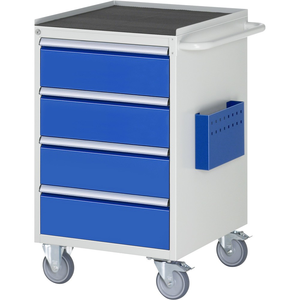 Produktabbildung: RAU Werkstattwagen Serie 7000, HxBxT 975 x 580 x 650 mm, 4 x 100%-Auszug-Schubladen 4 x 180 mm, Arbeitsplatte Metall