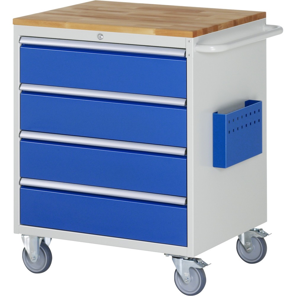 Produktabbildung Nr. 1: RAU Werkstattwagen Serie 7000, HxBxT 975 x 770 x 650 mm, 4 x 90%-Auszug-Schubladen 4 x 180 mm, Arbeitsplatte Buche