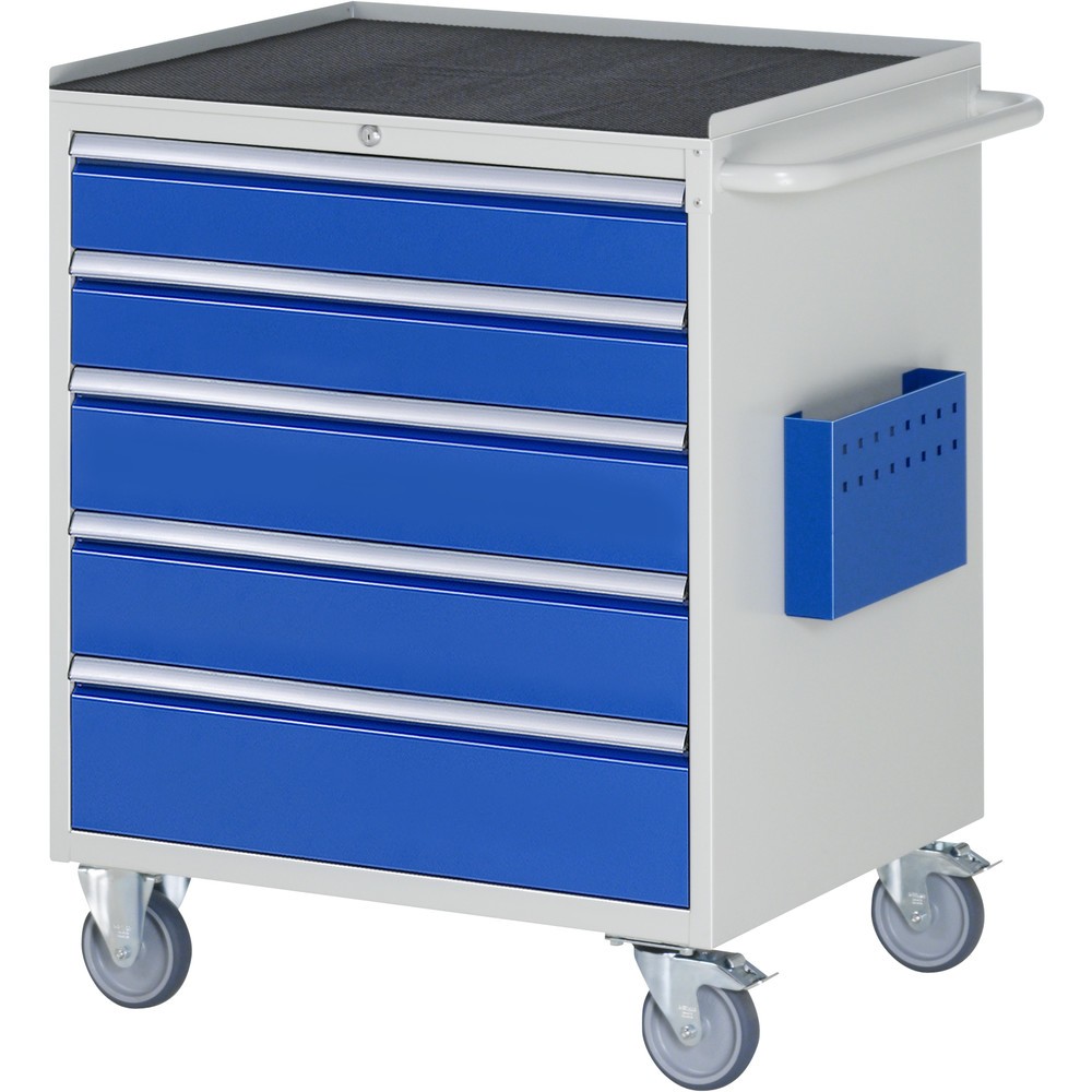 Produktabbildung: RAU Werkstattwagen Serie 7000, HxBxT 975 x 770 x 650 mm, 5 x 90%-Auszug-Schubladen 2 x 120, 2 x 150 mm, 1 x 180 mm, Arbeitsplatte Metall