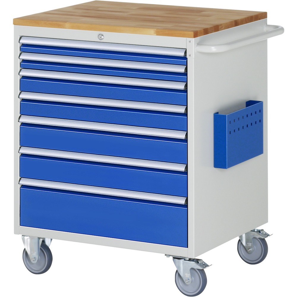 Produktabbildung Nr. 1: RAU Werkstattwagen Serie 7000, HxBxT 975 x 770 x 650 mm, 7 x 90%-Auszug-Schubladen 2 x 60, 2 x 90, 2 x 120, 1 x 180 mm, Arbeitsplatte Buche