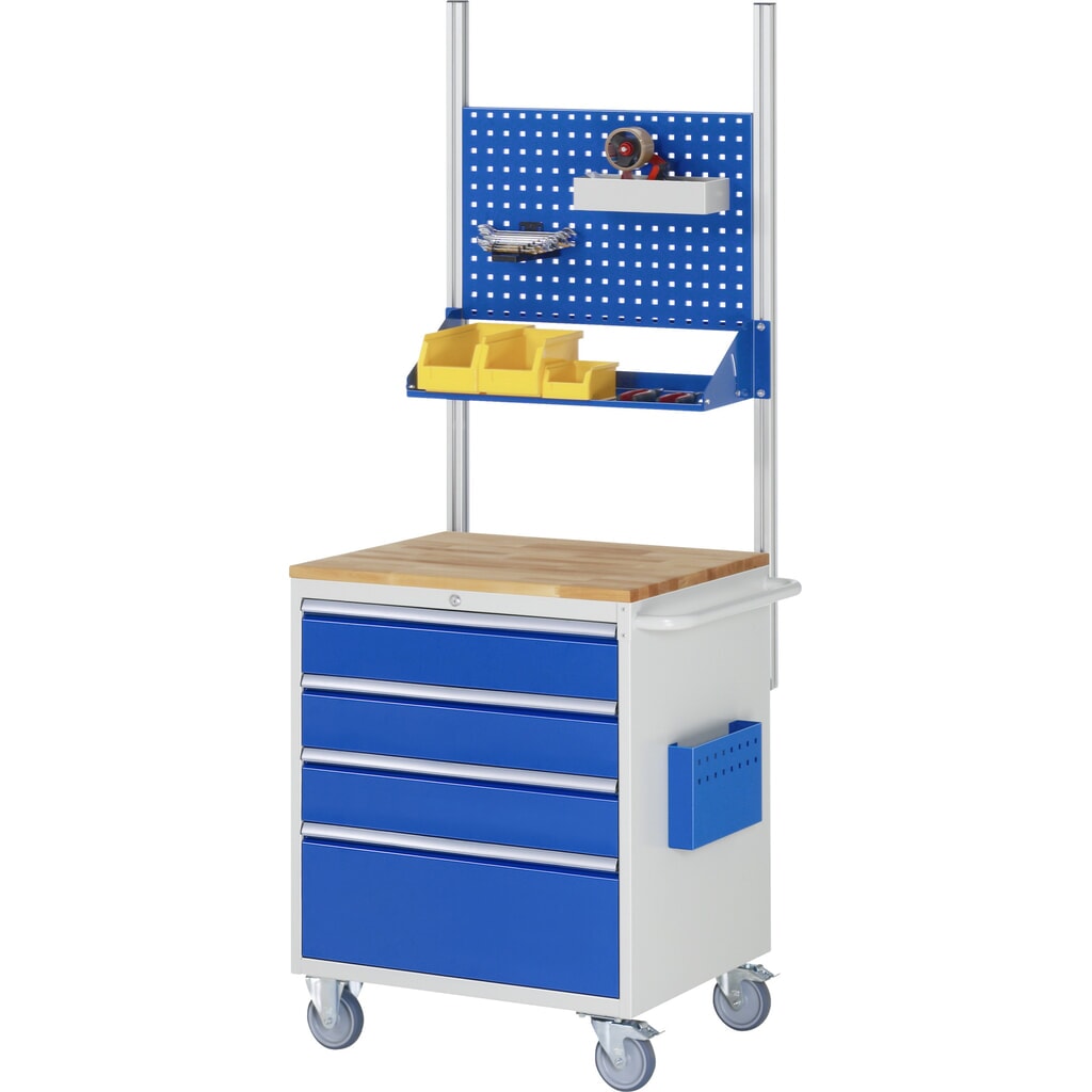 RAU Werkstattwagen Serie 7000, HxBxT 975 x 770 x 650 mm, 4 x 100%-Auszug-Schubladen 3 x 150, 1 x 270 mm, Arbeitsplatte Metall Produktabbildung Nr. 5: RAU Werkstattwagen Serie 7000, HxBxT 975 x 770 x 650 mm, 4 x 100%-Auszug-Schubladen 3 x 150, 1 x 270 mm, Arbeitsplatte Metall