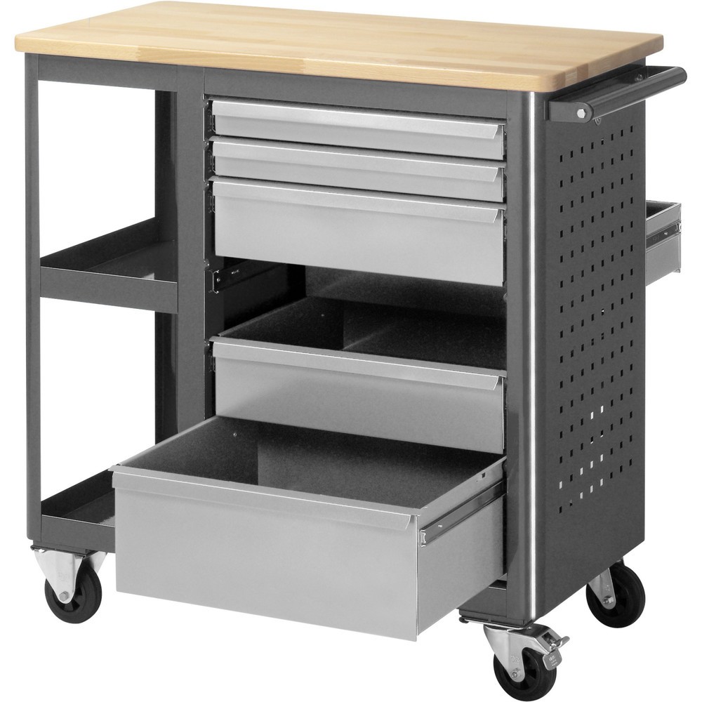 Produktabbildung Nr. 2: RAU Werkstattwagen Serie adlatus, HxBxT 950 x 960 x 450 mm, 6 Schubladen, Arbeitsplatte Buche