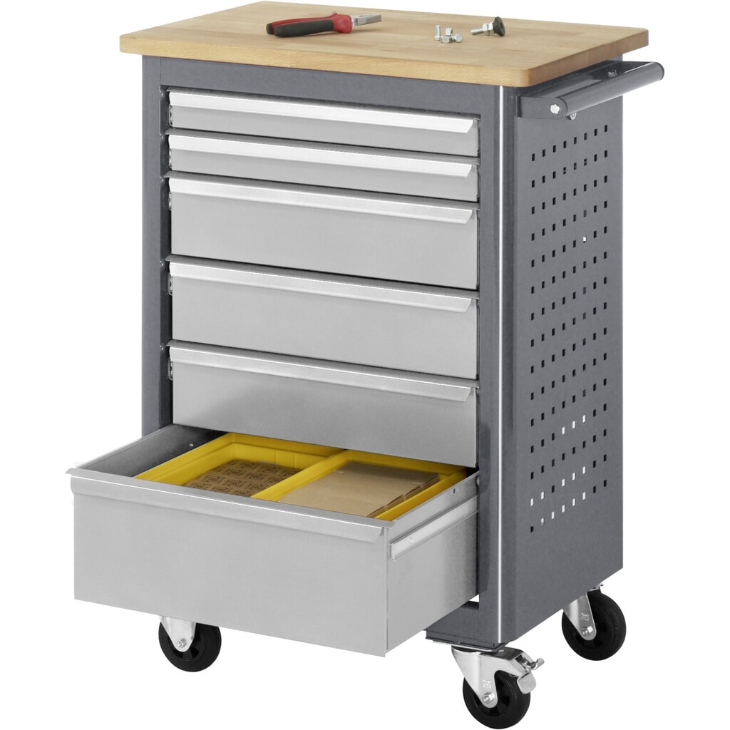 Produktabbildung Nr. 3: RAU Werkstattwagen , HxBxT 950 x 675 x 450 mm, 6 Schubladen, Arbeitsplatte Buche