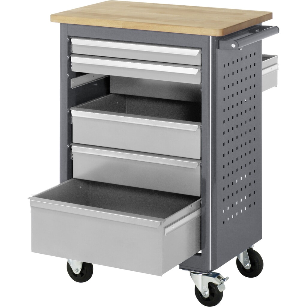 RAU Werkstattwagen , HxBxT 950 x 675 x 450 mm, 6 Schubladen, Arbeitsplatte Buche Produktabbildung Nr. 4: RAU Werkstattwagen , HxBxT 950 x 675 x 450 mm, 6 Schubladen, Arbeitsplatte Buche