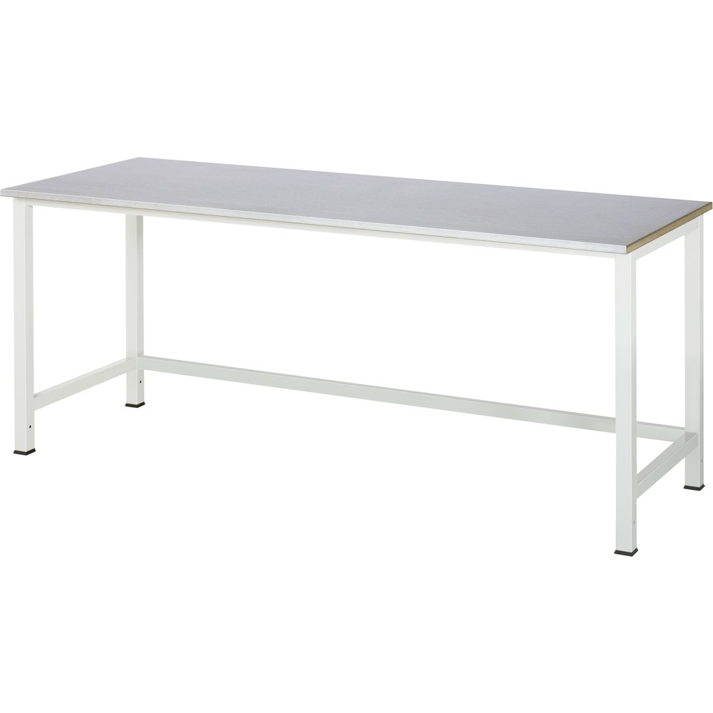 Produktabbildung: RAU Werktisch 900, HxBxT 825 x 2.500 x 800 mm, Arbeitplatte Stahlblech-Belag