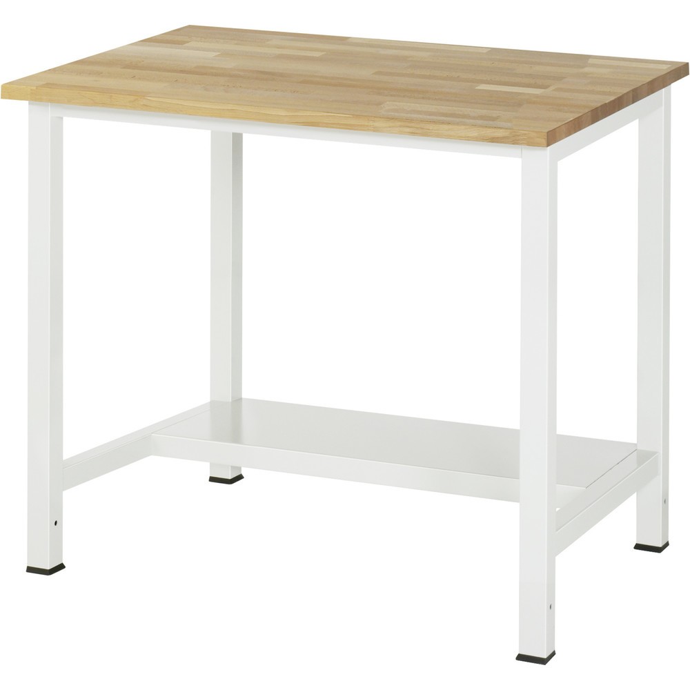 Produktabbildung: RAU Werktisch 900 mit Ablageboden Tiefe 320 mm, HxBxT 825 x 1.000 x 800 mm, Arbeitplatte Buche-Massiv