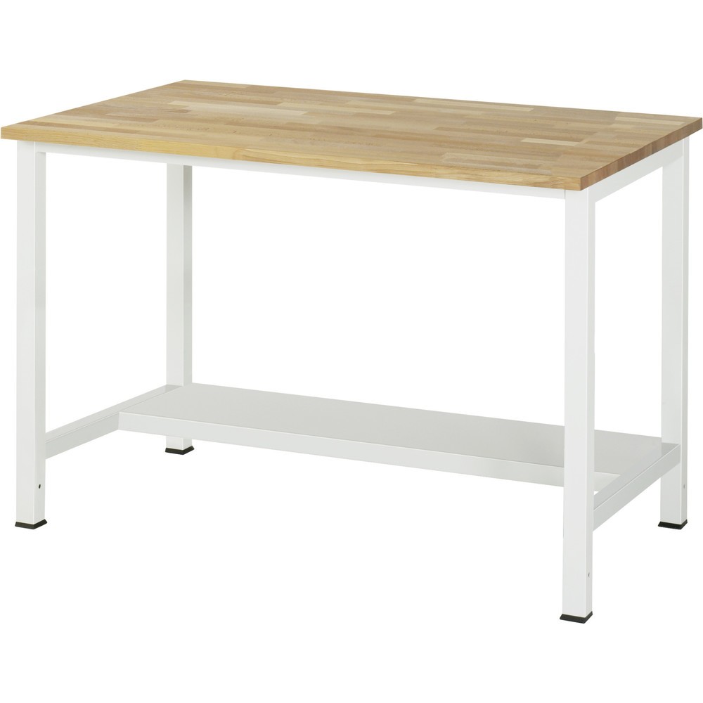 Produktabbildung: RAU Werktisch 900 mit Ablageboden Tiefe 320 mm, HxBxT 825 x 1.250 x 800 mm, Arbeitplatte Buche-Massiv