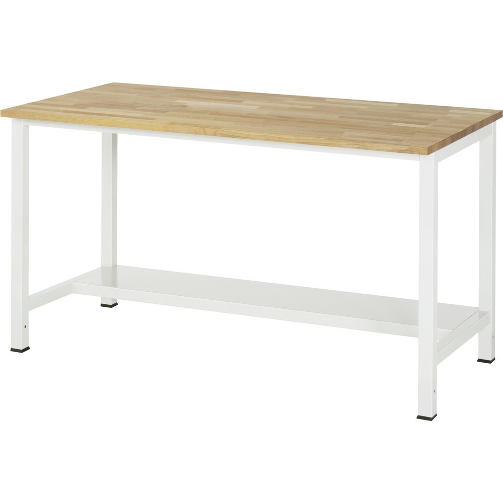 Produktabbildung: RAU Werktisch 900 mit Ablageboden Tiefe 320 mm, HxBxT 825 x 1.500 x 800 mm, Arbeitplatte Buche-Massiv