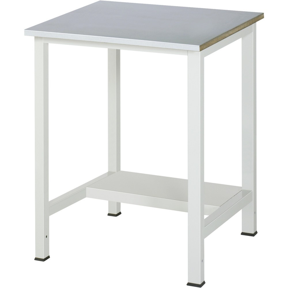 Produktabbildung: RAU Werktisch 900 mit Ablageboden Tiefe 320 mm, HxBxT 825 x 750 x 800 mm, Arbeitplatte Edelstahlblech-Belag