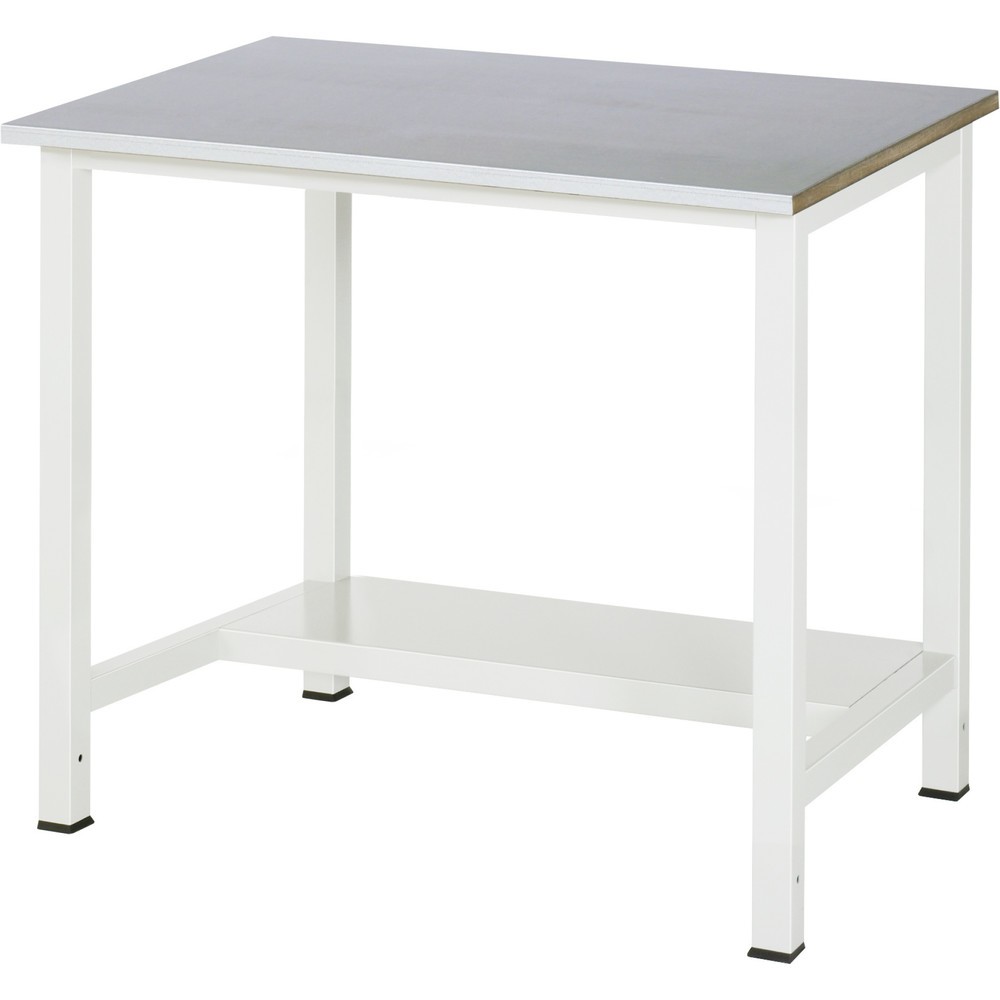 Produktabbildung: RAU Werktisch 900 mit Ablageboden Tiefe 320 mm, HxBxT 825 x 1.000 x 800 mm, Arbeitplatte Edelstahlblech-Belag