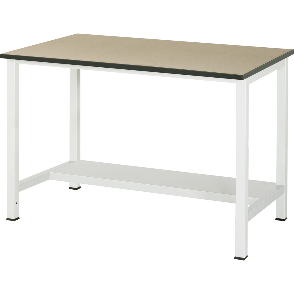 Produktabbildung: RAU Werktisch 900 mit Ablageboden Tiefe 320 mm, HxBxT 825 x 1.250 x 800 mm, MDF Arbeitsplatte
