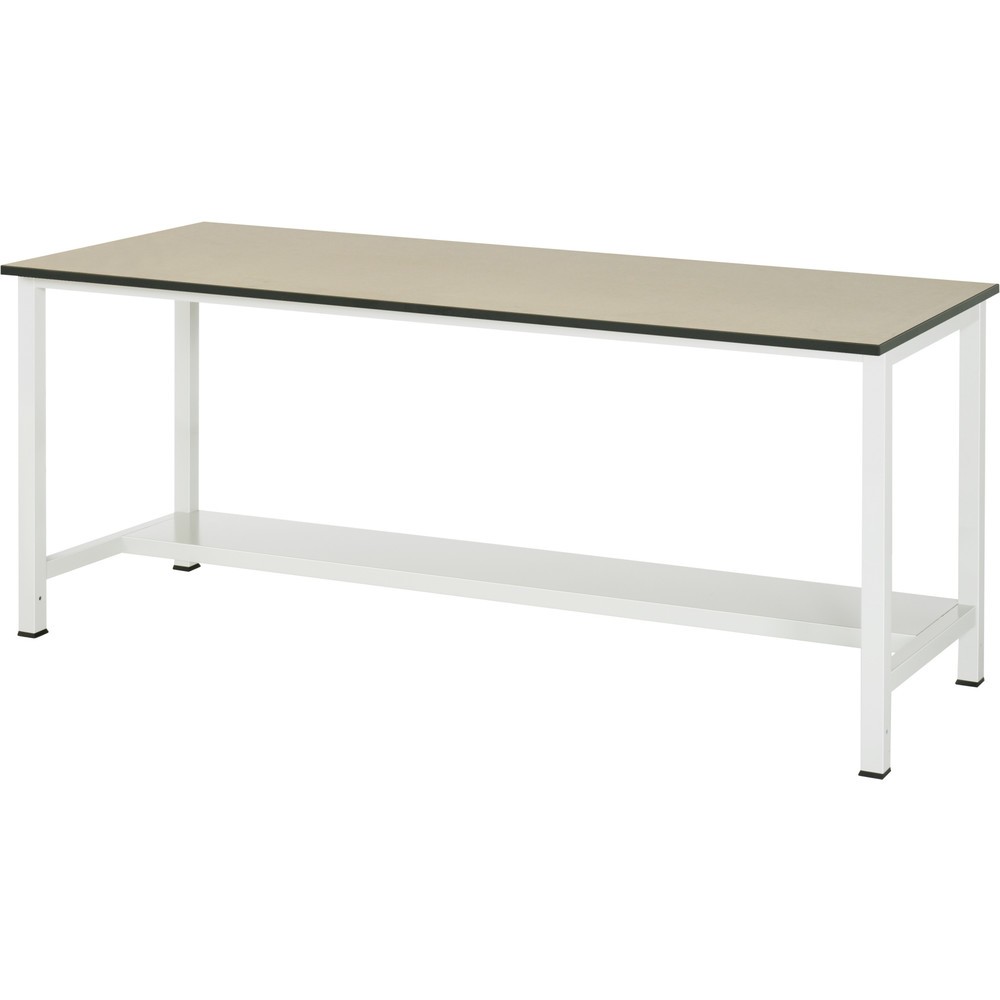 Produktabbildung: RAU Werktisch 900 mit Ablageboden Tiefe 320 mm, HxBxT 825 x 2.500 x 800 mm, MDF Arbeitsplatte