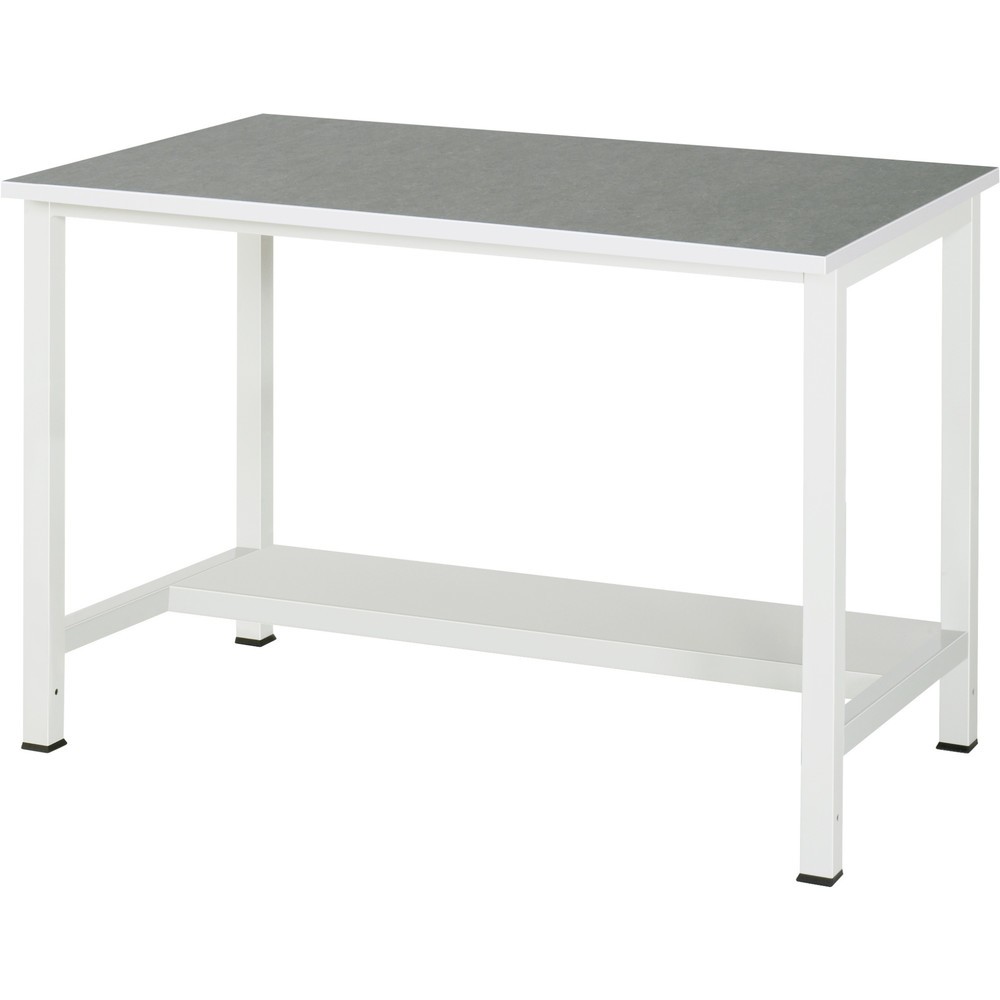 Produktabbildung: RAU Werktisch 900 mit Ablageboden Tiefe 320 mm, HxBxT 825 x 1.250 x 800 mm, Arbeitplatte Universal-/Linoleum-Belag