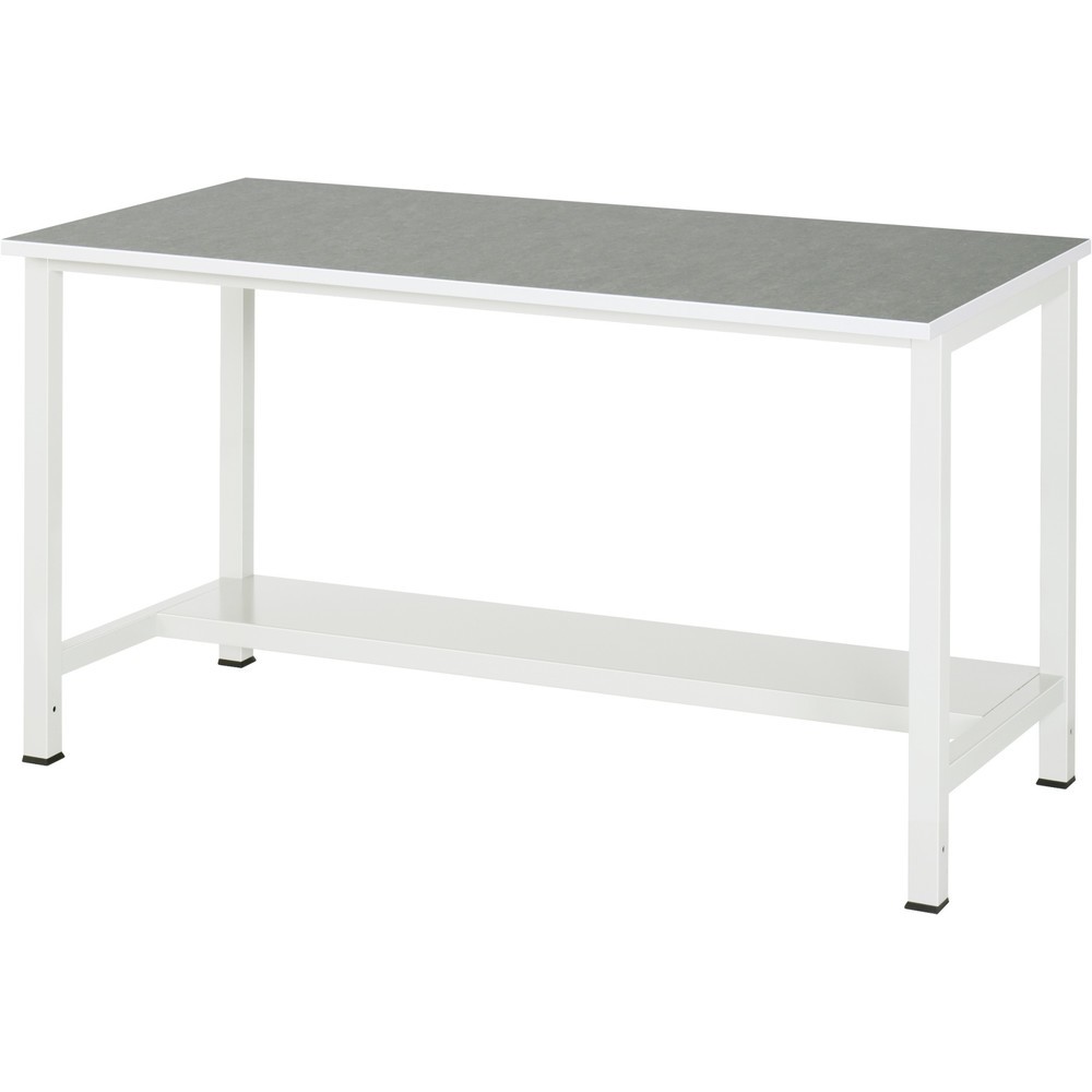 Produktabbildung: RAU Werktisch 900 mit Ablageboden Tiefe 320 mm, HxBxT 825 x 1.500 x 800 mm, Arbeitplatte Universal-/Linoleum-Belag