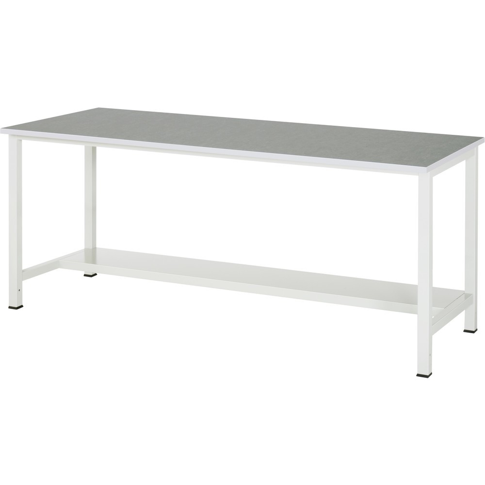 Produktabbildung: RAU Werktisch 900 mit Ablageboden Tiefe 320 mm, HxBxT 825 x 2.500 x 800 mm, Arbeitplatte Universal-/Linoleum-Belag