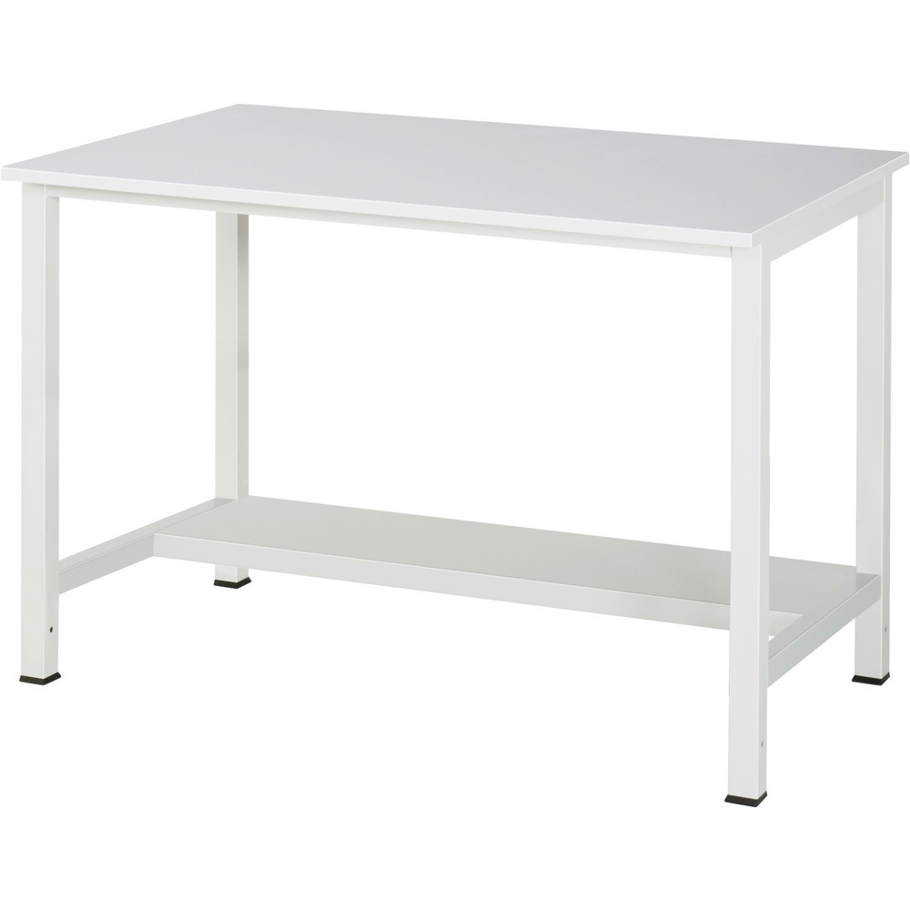 Produktabbildung: RAU Werktisch 900 mit Ablageboden Tiefe 320 mm, HxBxT 825 x 1.250 x 800 mm, Arbeitplatte Melamin-Belag