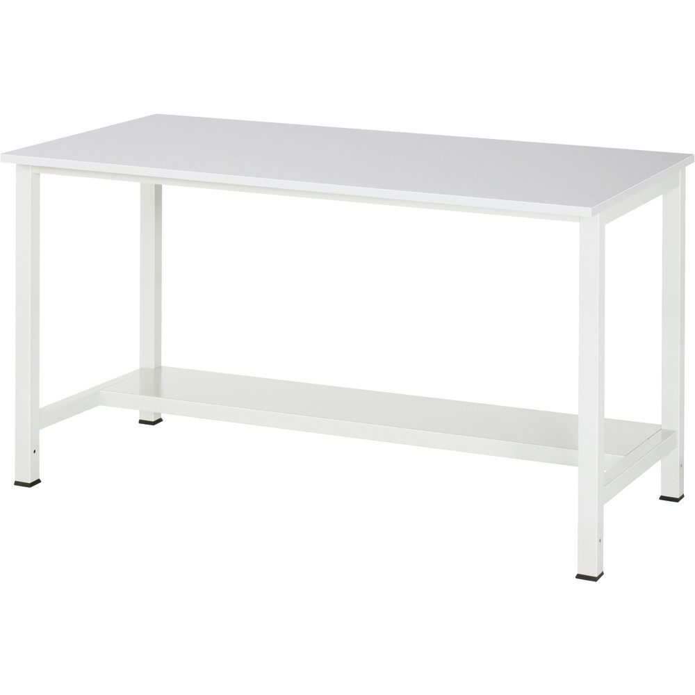 Produktabbildung: RAU Werktisch 900 mit Ablageboden Tiefe 320 mm, HxBxT 825 x 1.500 x 800 mm, Arbeitplatte Melamin-Belag