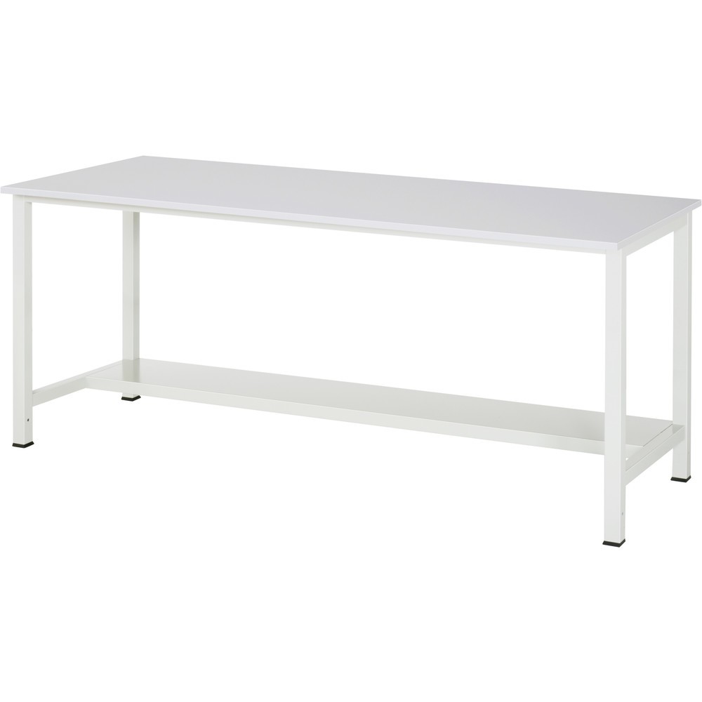 Produktabbildung: RAU Werktisch 900 mit Ablageboden Tiefe 320 mm, HxBxT 825 x 2.500 x 800 mm, Arbeitplatte EGB-Melamin-Belag