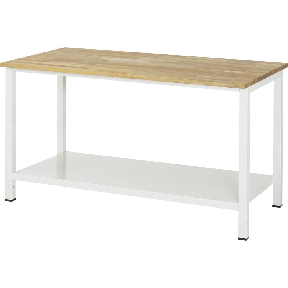 Produktabbildung: RAU Werktisch 900 mit Ablageboden Tiefe 650 mm, HxBxT 825 x 1.500 x 800 mm, Arbeitplatte Buche-Massiv