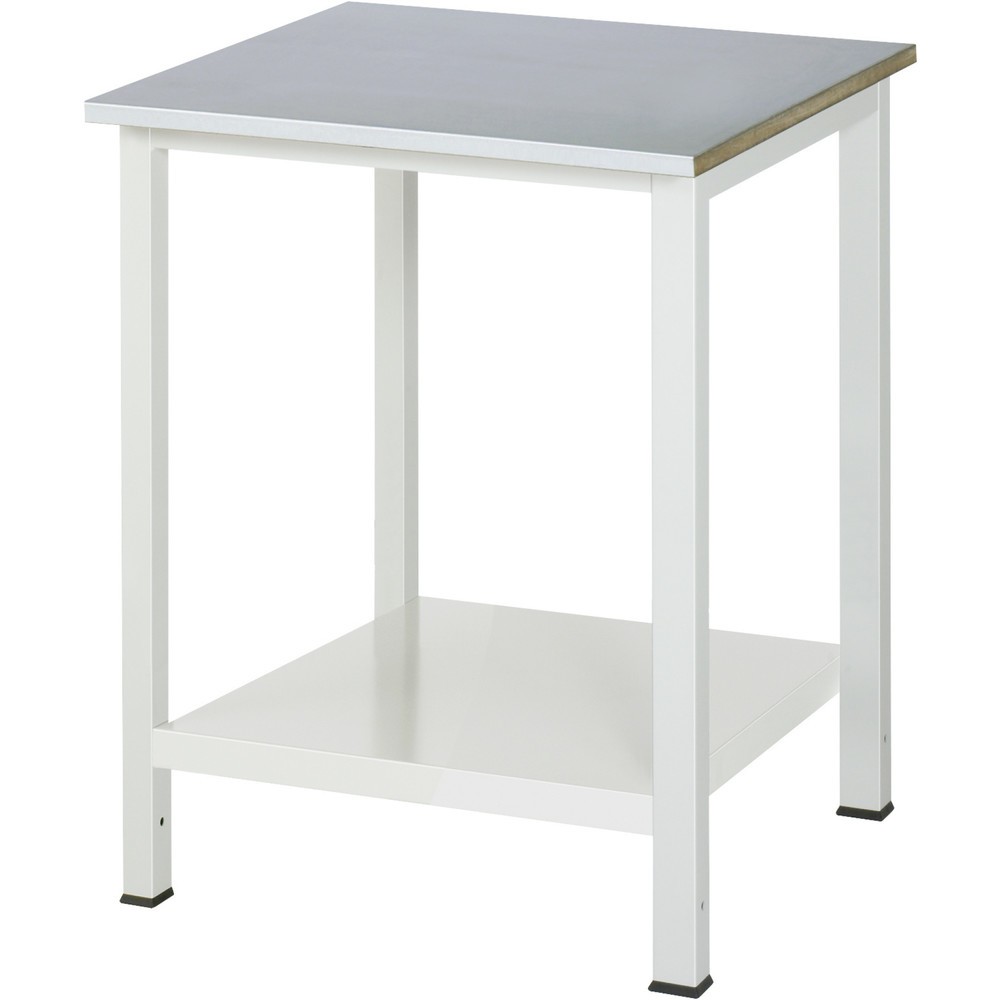 Produktabbildung: RAU Werktisch 900 mit Ablageboden Tiefe 650 mm, HxBxT 825 x 750 x 800 mm, Arbeitplatte Edelstahlblech-Belag