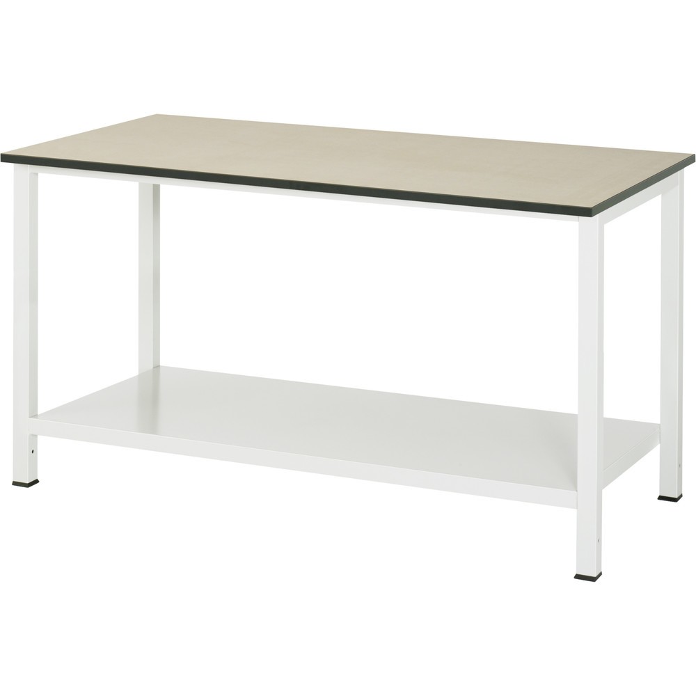 Produktabbildung: RAU Werktisch 900 mit Ablageboden Tiefe 650 mm, HxBxT 825 x 1.500 x 800 mm, MDF Arbeitsplatte