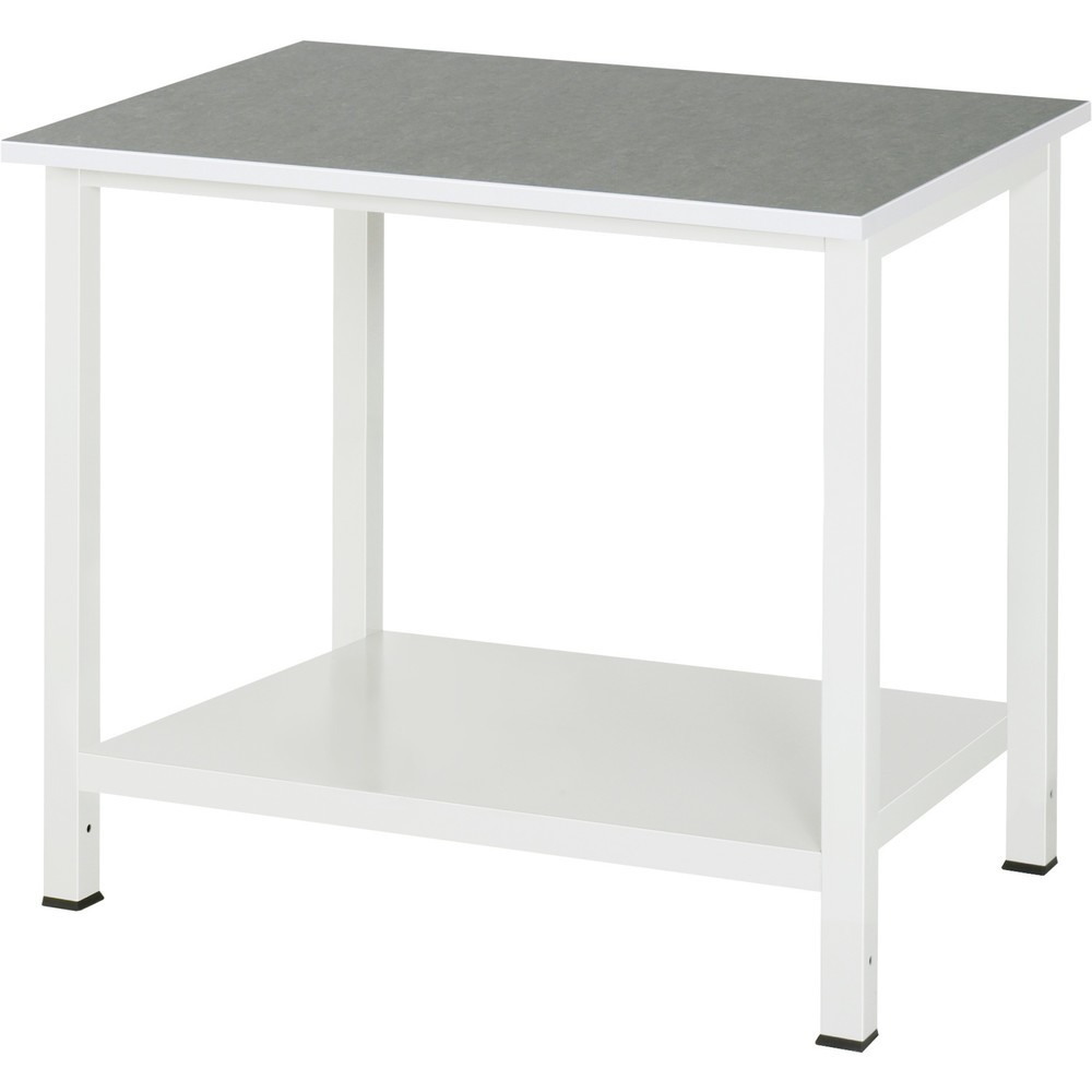 Produktabbildung: RAU Werktisch 900 mit Ablageboden Tiefe 650 mm, HxBxT 825 x 1.000 x 800 mm, Arbeitplatte Universal-/Linoleum-Belag