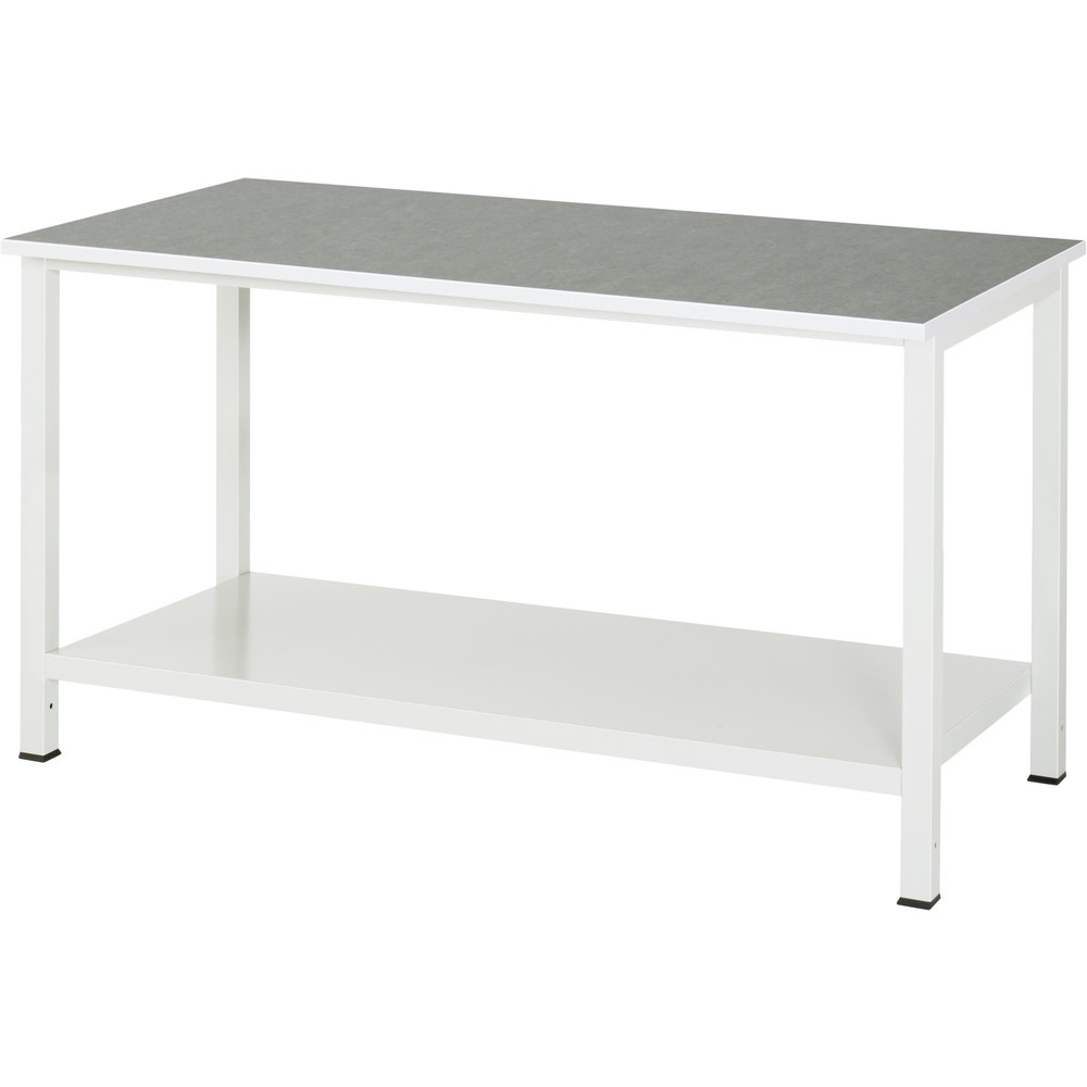 Produktabbildung: RAU Werktisch 900 mit Ablageboden Tiefe 650 mm, HxBxT 825 x 1.500 x 800 mm, Arbeitplatte Universal-/Linoleum-Belag