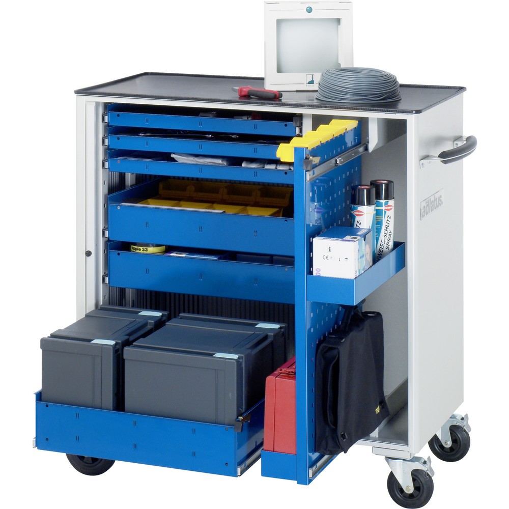Produktabbildung: RAU Werkzeugwagen Serie adlatus, HxBxT 1.080 x 1.025 x 520 mm, 6 Schubladen 3 x 40, 2 x 105, 1 x 130 mm, Arbeitsplatte Metall