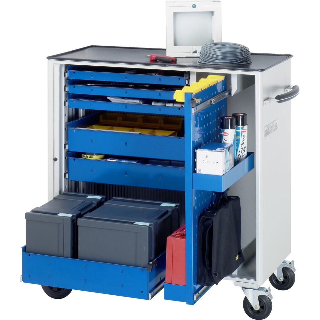 RAU Werkzeugwagen Serie adlatus, HxBxT 1.080 x 1.025 x 520 mm, 6 Schubladen 3 x 40, 2 x 105, 1 x 130 mm, Arbeitsplatte Metall Produktabbildung: RAU Werkzeugwagen Serie adlatus, HxBxT 1.080 x 1.025 x 520 mm, 6 Schubladen 3 x 40, 2 x 105, 1 x 130 mm, Arbeitsplatte Metall