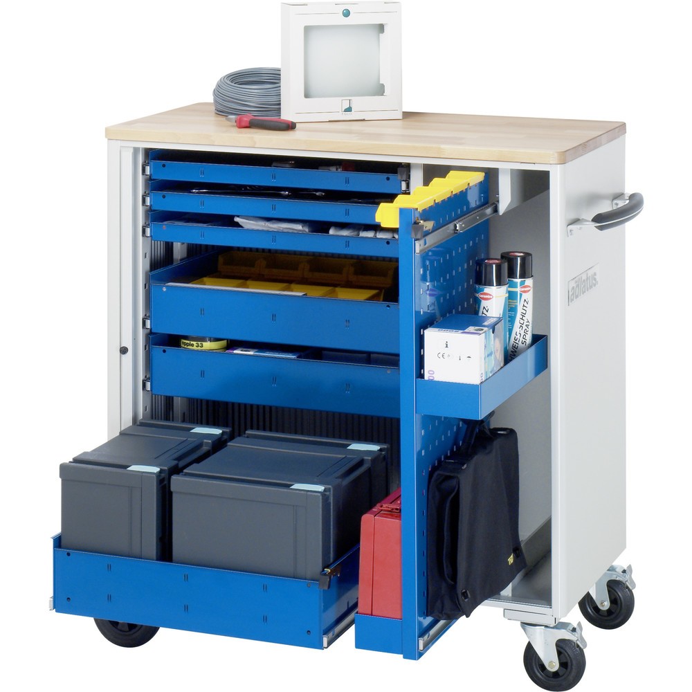 Produktabbildung Nr. 1: RAU Werkzeugwagen Serie adlatus, HxBxT 1.080 x 1.025 x 520 mm, 6 Schubladen 3 x 40, 2 x 105, 1 x 130 mm, Arbeitsplatte Buche