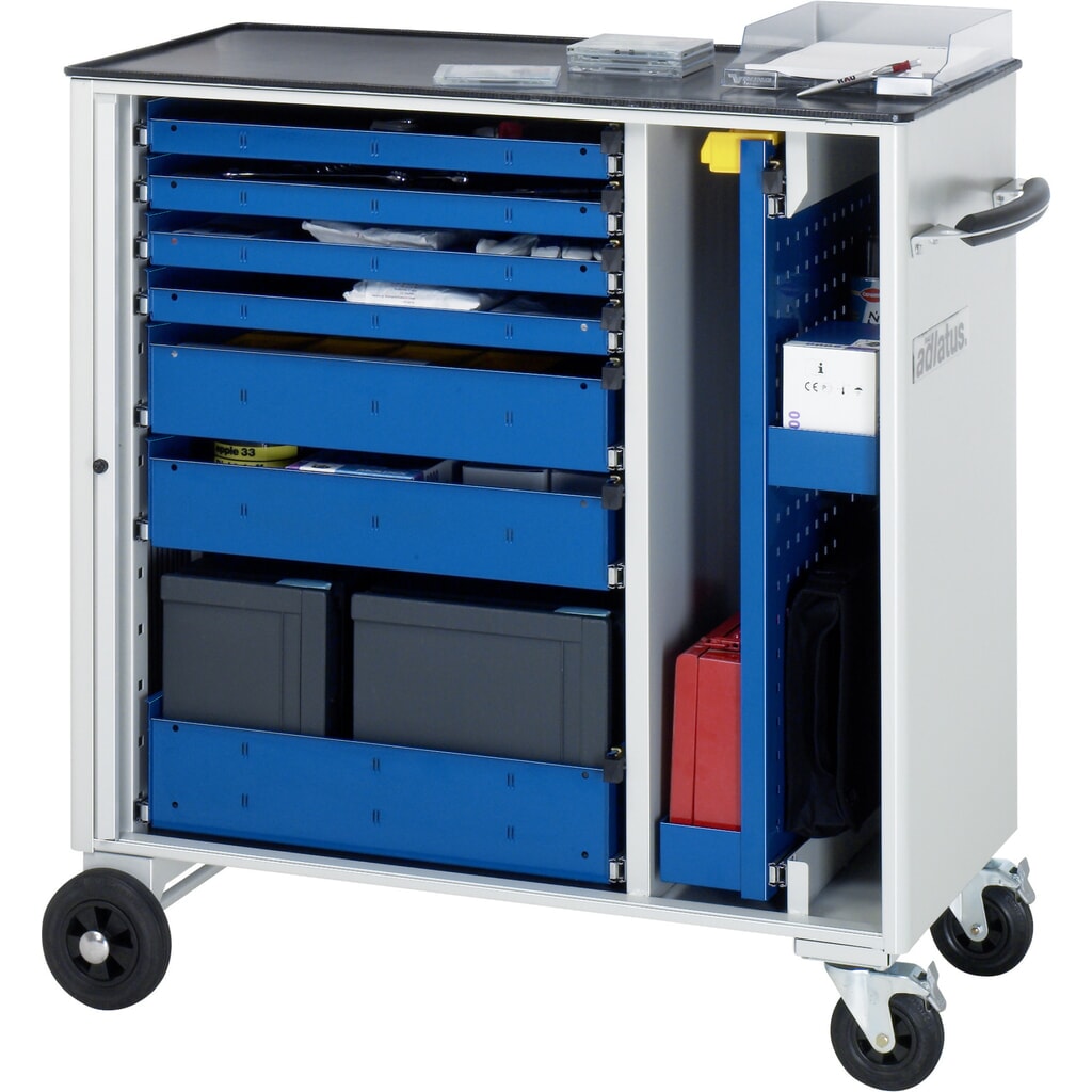 RAU Werkzeugwagen Serie adlatus, HxBxT 1.080 x 1.025 x 520 mm, 7 Schubladen 4 x 40, 2 x 105, 1 x 130 mm, Arbeitsplatte Metall Produktabbildung: RAU Werkzeugwagen Serie adlatus, HxBxT 1.080 x 1.025 x 520 mm, 7 Schubladen 4 x 40, 2 x 105, 1 x 130 mm, Arbeitsplatte Metall