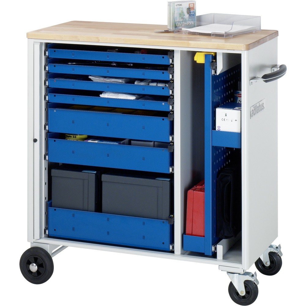 Produktabbildung Nr. 1: RAU Werkzeugwagen Serie adlatus, HxBxT 1.080 x 1.025 x 520 mm, 7 Schubladen 4 x 40, 2 x 105, 1 x 130 mm, Arbeitsplatte Buche