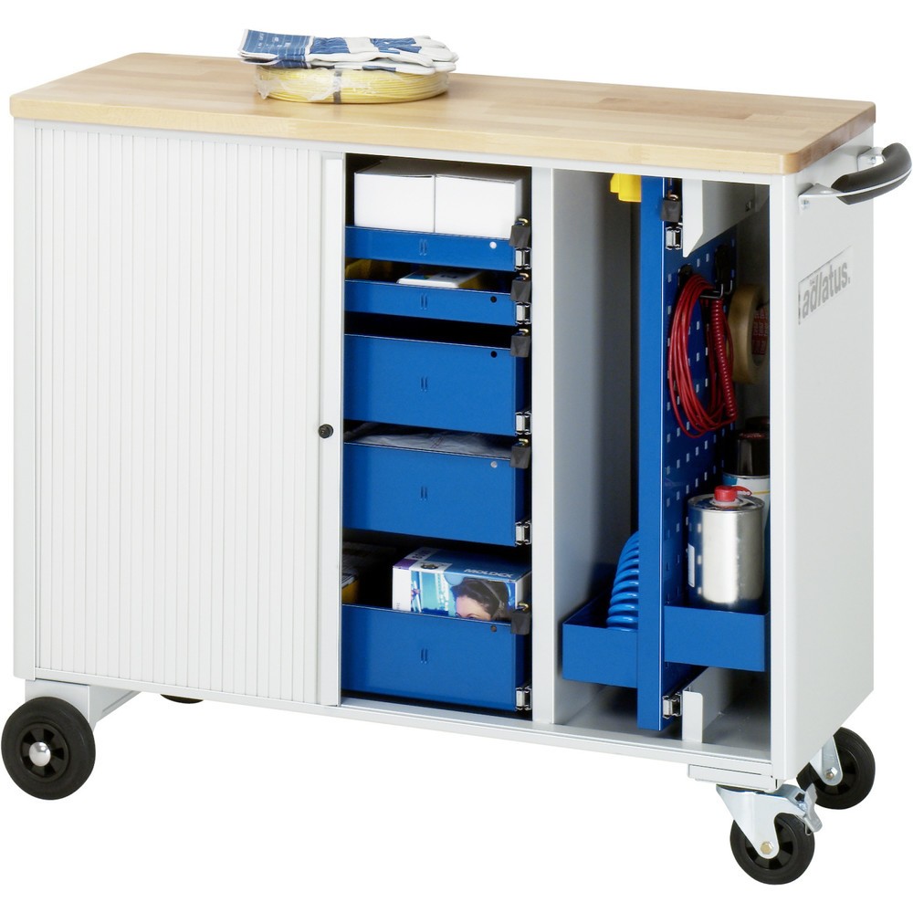 Produktabbildung Nr. 4: RAU Werkzeugwagen Serie adlatus, HxBxT 860 x 1.025 x 400 mm, 5 Schubladen 2 x 40, 3 x 105 mm, Arbeitsplatte Buche