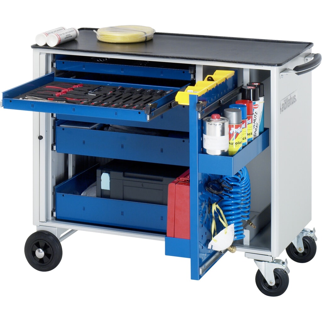 Produktabbildung: RAU Werkzeugwagen Serie adlatus, HxBxT 890 x 1.025 x 520 mm, 5 Schubladen 2 x 40, 3 x 105 mm, Arbeitsplatte Metall