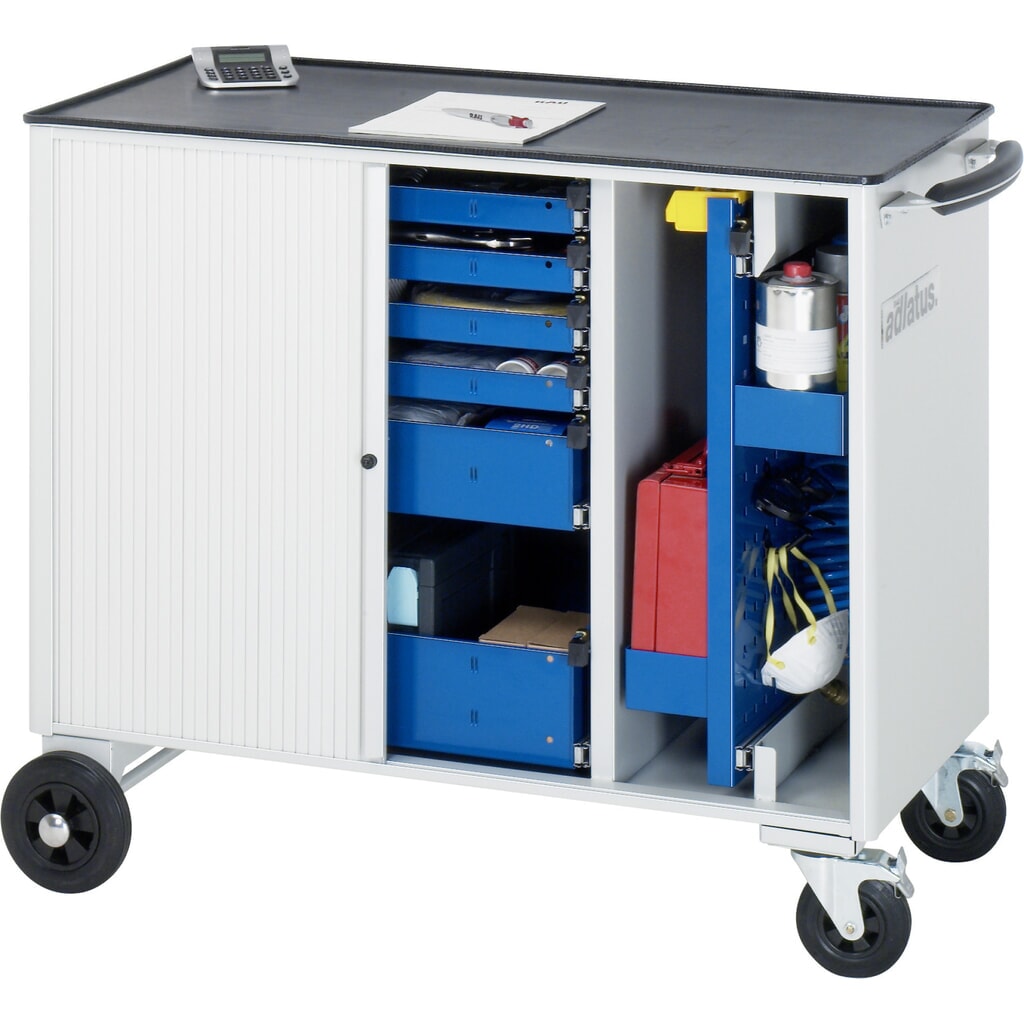 RAU Werkzeugwagen Serie adlatus, HxBxT 890 x 1.025 x 520 mm, 6 Schubladen 4 x 40, 1 x 105, 1 x 130 mm, Arbeitsplatte Metall Produktabbildung Nr. 3: RAU Werkzeugwagen Serie adlatus, HxBxT 890 x 1.025 x 520 mm, 6 Schubladen 4 x 40, 1 x 105, 1 x 130 mm, Arbeitsplatte Metall