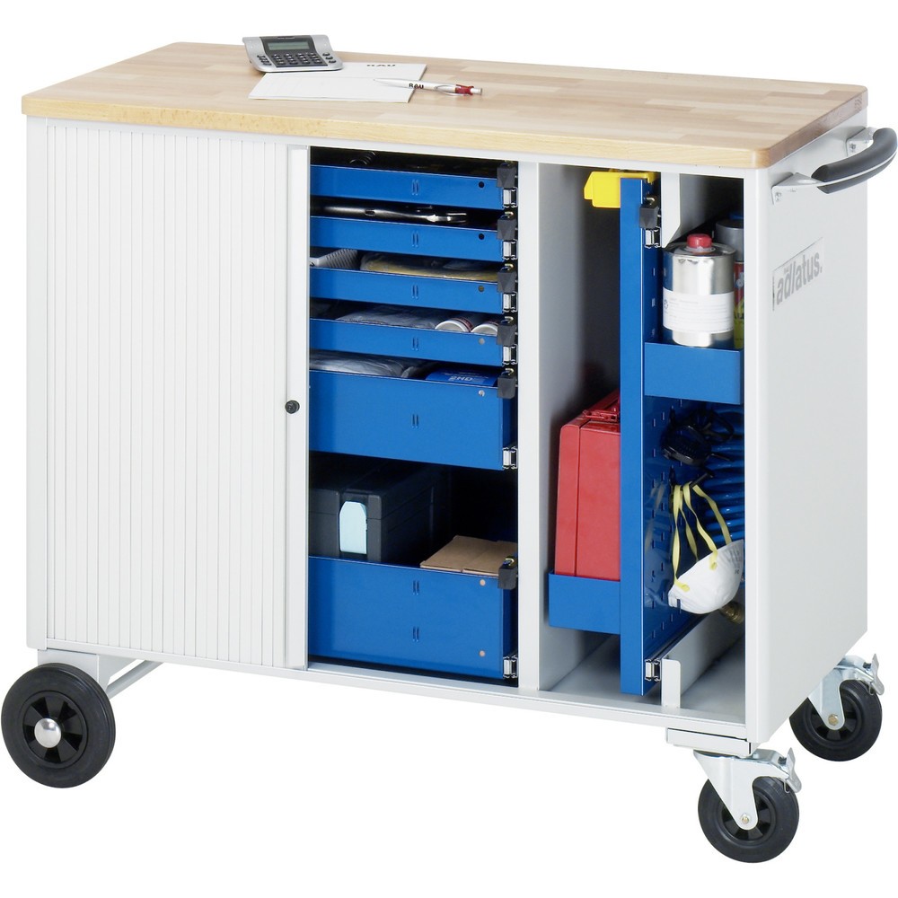 Produktabbildung Nr. 4: RAU Werkzeugwagen Serie adlatus, HxBxT 890 x 1.025 x 520 mm, 6 Schubladen 4 x 40, 1 x 105, 1 x 130 mm, Arbeitsplatte Buche