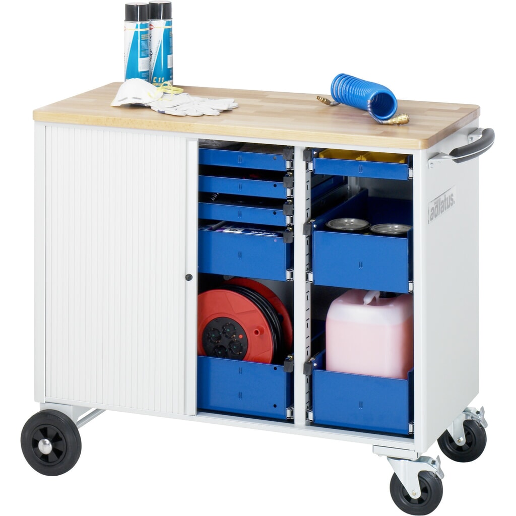 Produktabbildung Nr. 4: RAU Werkzeugwagen Serie adlatus, HxBxT 890 x 1.025 x 520 mm, 8 Schubladen 3 x 40, 1 x 105, 1 x 130 mm, Arbeitsplatte Buche